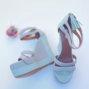 MATIKO leather high platform sandals sea foam 8